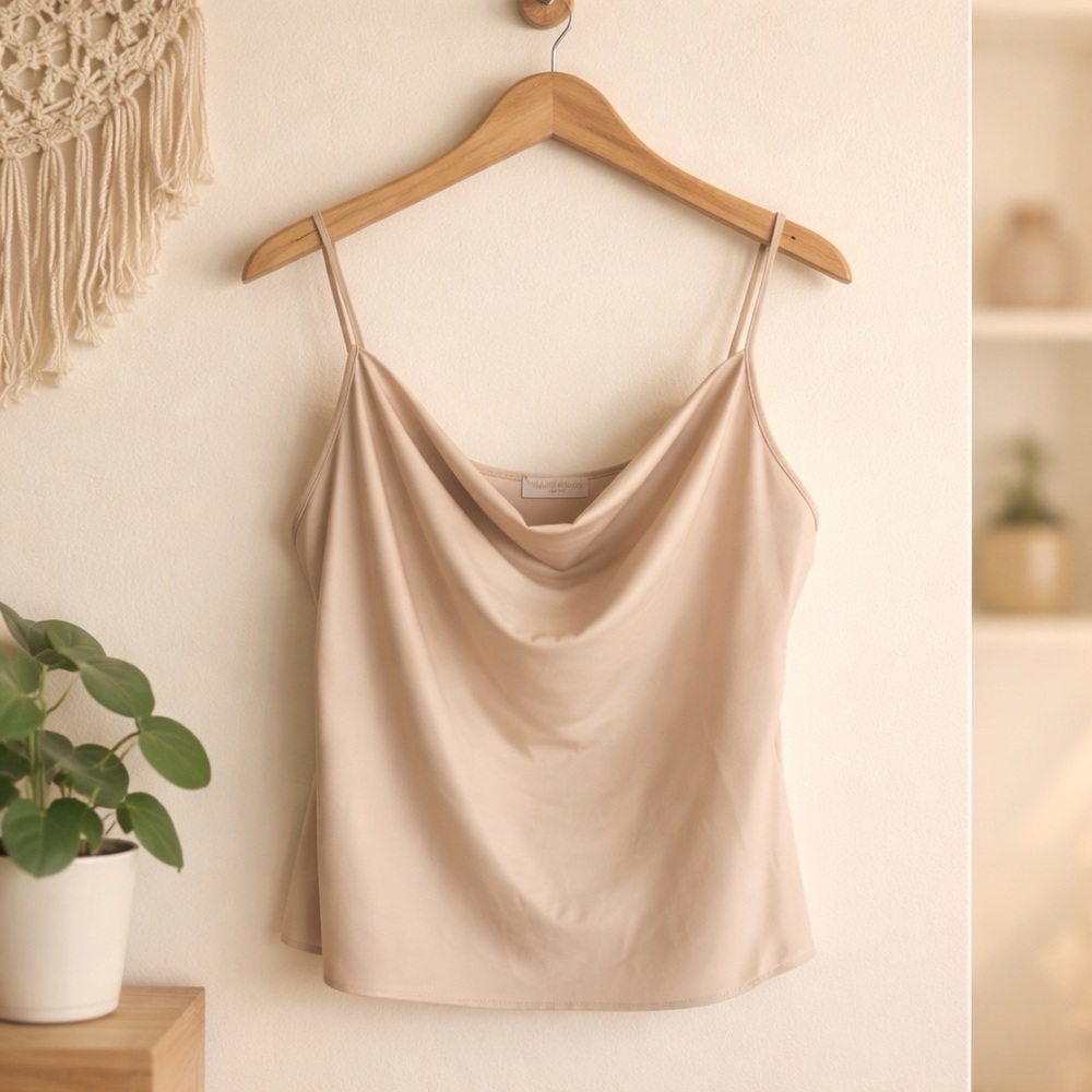 Ramy Brook Vegan Leather Cowl Neck Camisole  Womens Large Cami